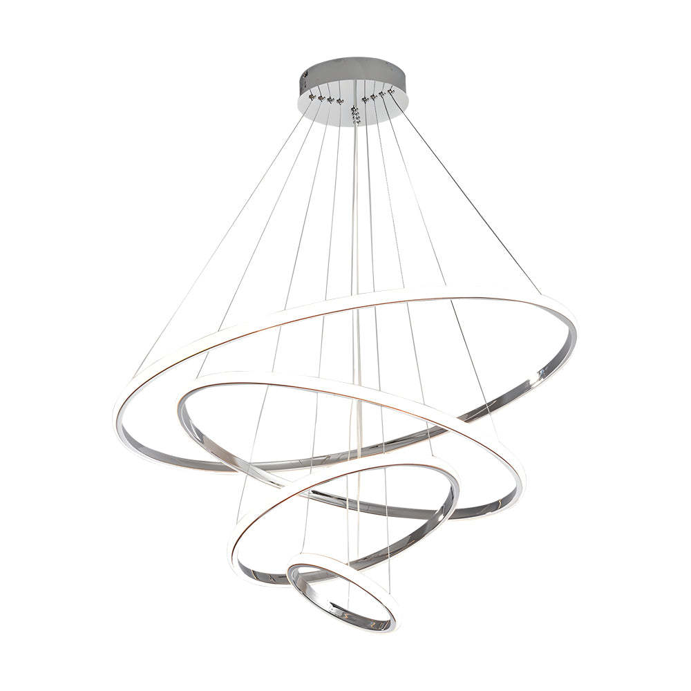 Contemporary Tiered Ring Chrome Chandelier