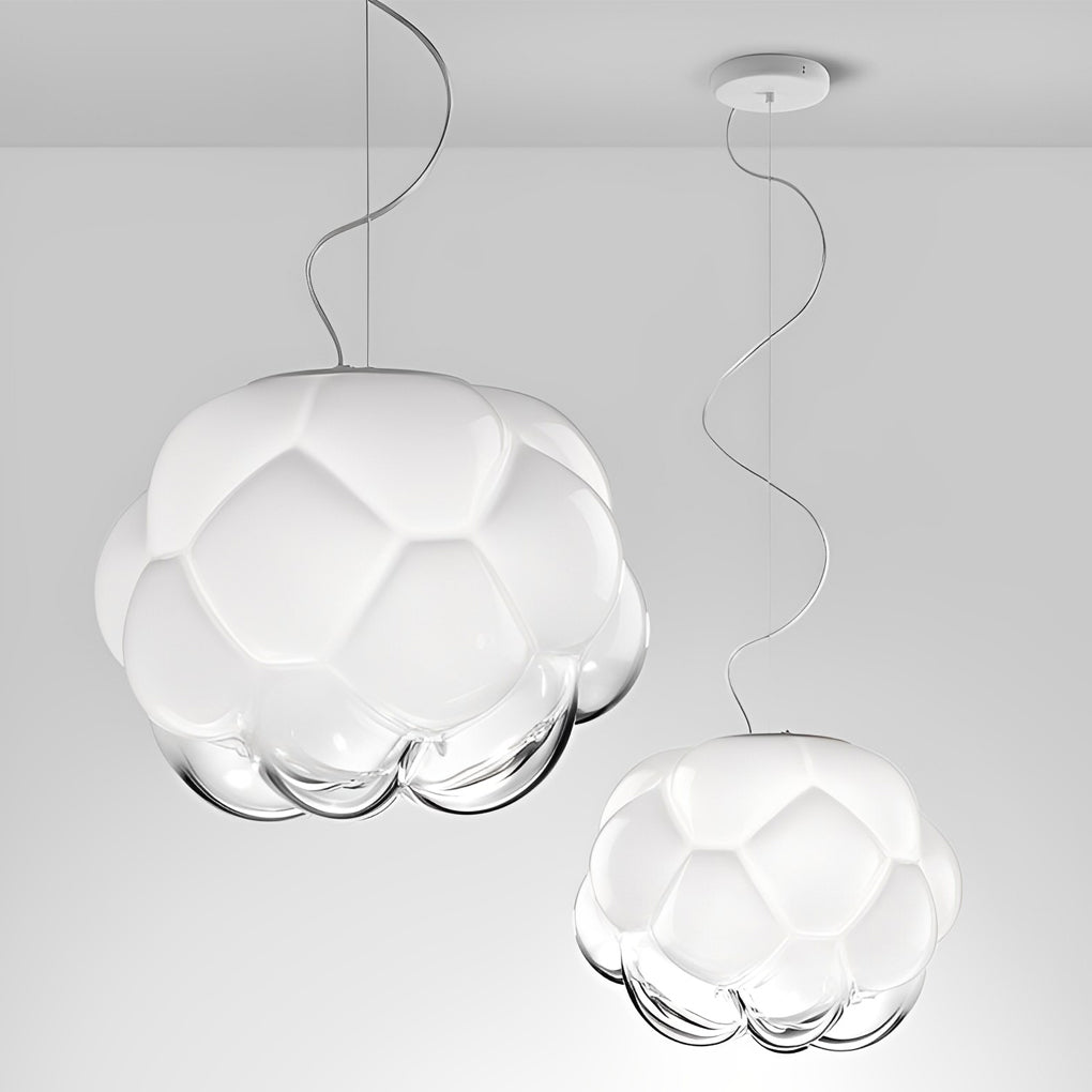 Round Glass Cloud LED White Modern Pendant