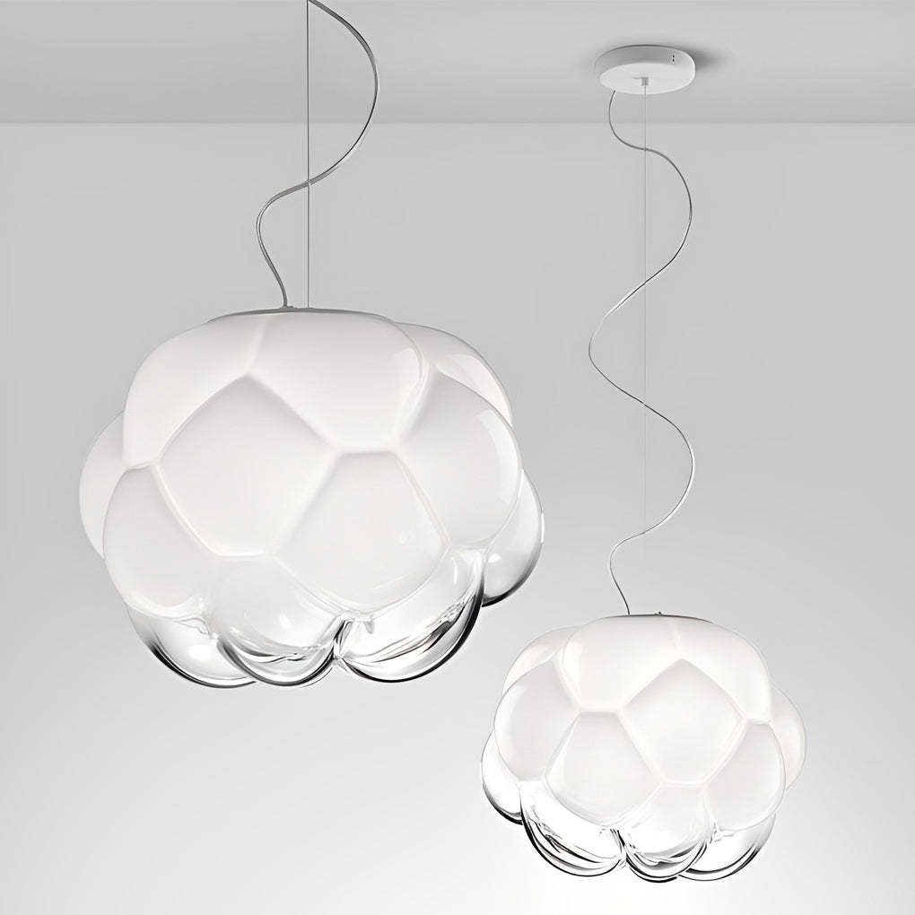 Round Glass Cloud LED White Modern Pendant