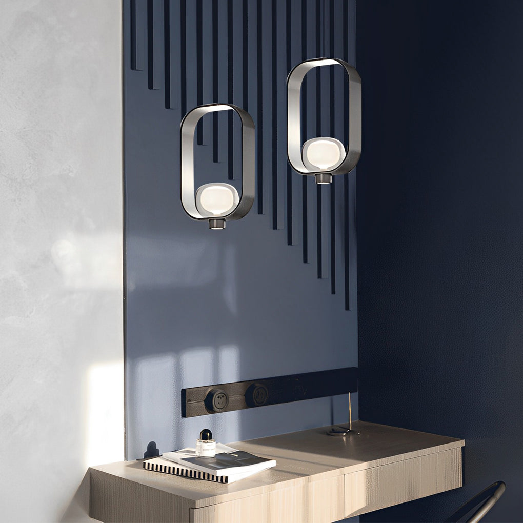 Rounded Rectangular Plated Iron Glass Nordic Pendant