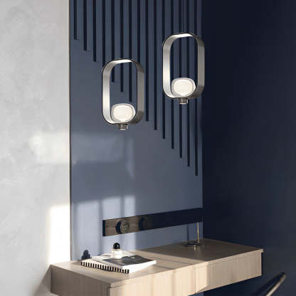 Rounded Rectangular Plated Iron Glass Nordic Pendant