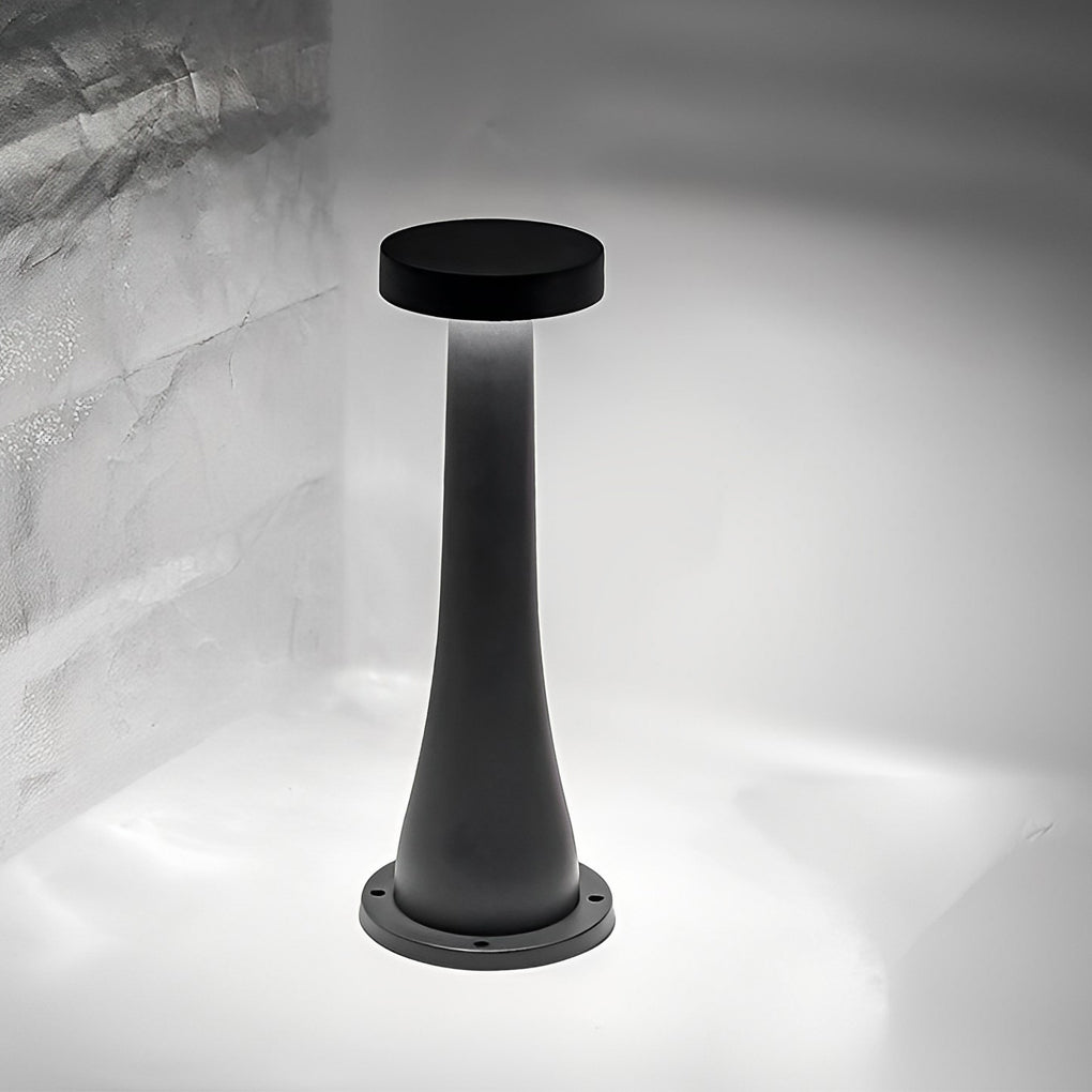 Round Mushroom Aluminum Black Modern Outdoor Pathway Light