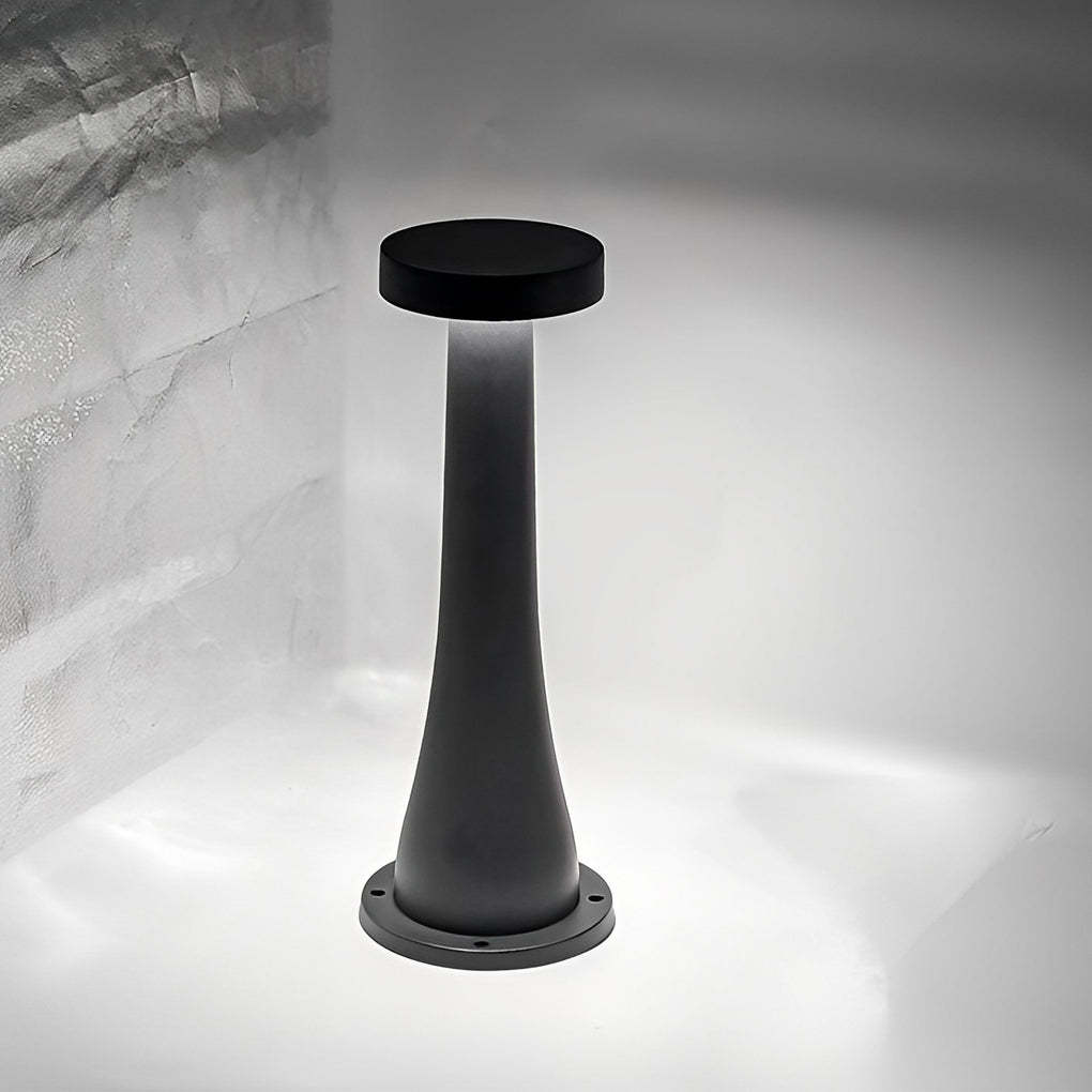 Round Mushroom Aluminum Black Modern Outdoor Pathway Light