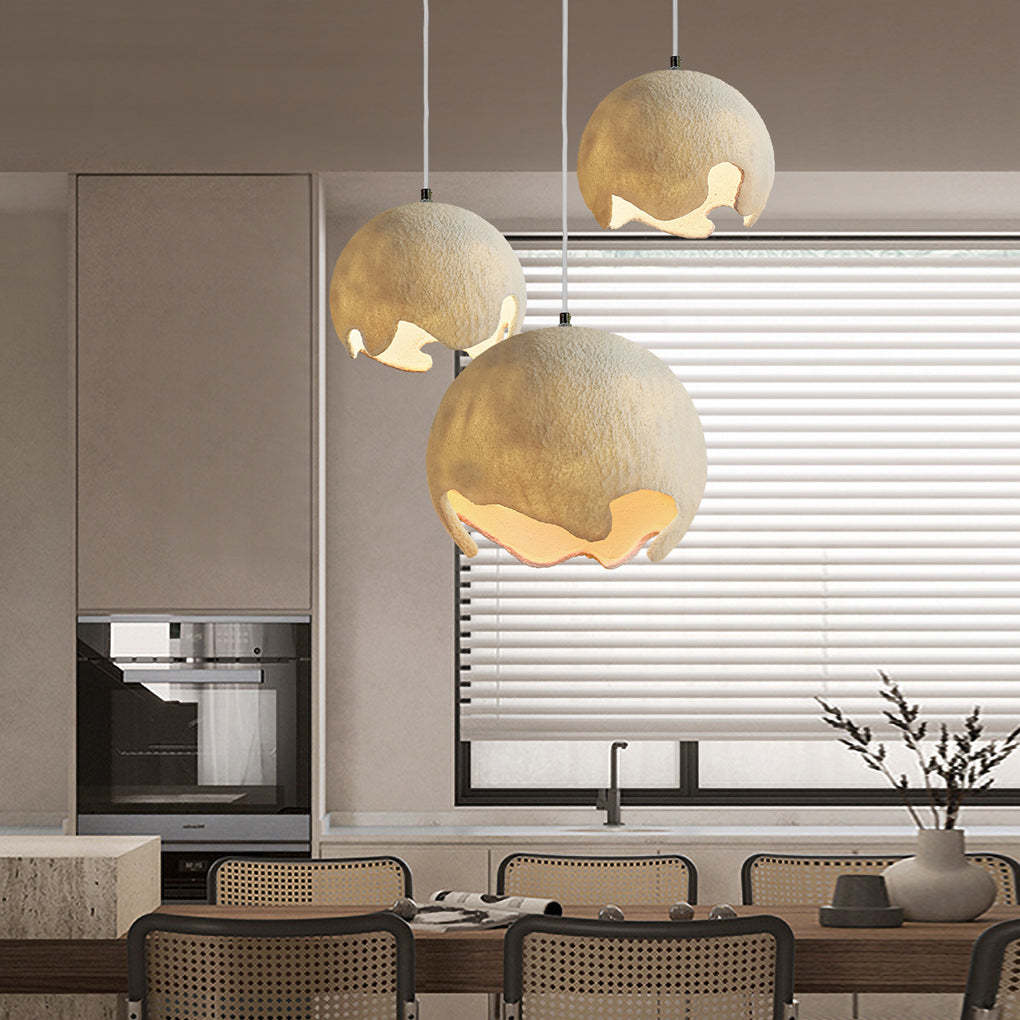 Irregular Ball Creamy White Japanese Chandelier