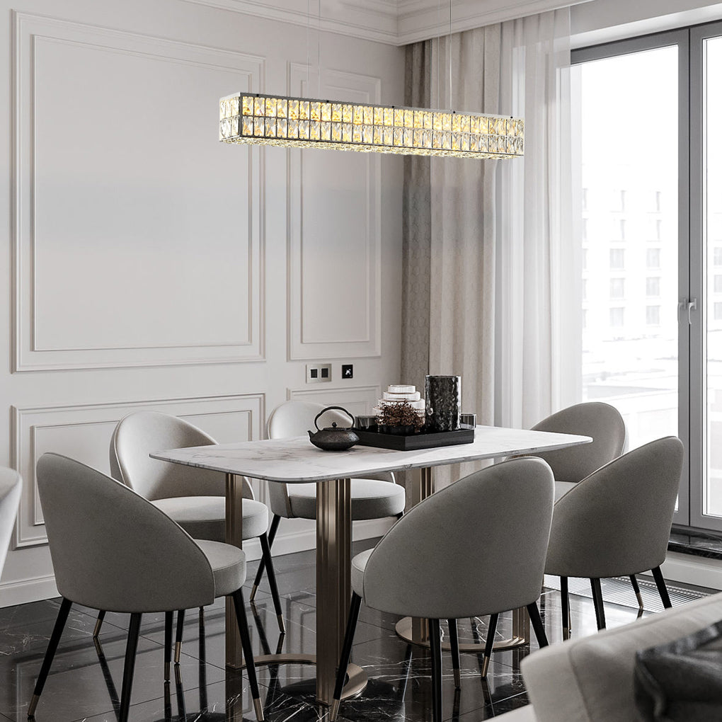 Wood minimalist rectangular long pendant lighting — 47.2" L x 4.7" W x 4.7" H