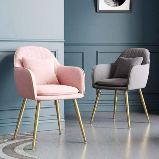 Scandinavian Curved Velvet Metal Dining Chair