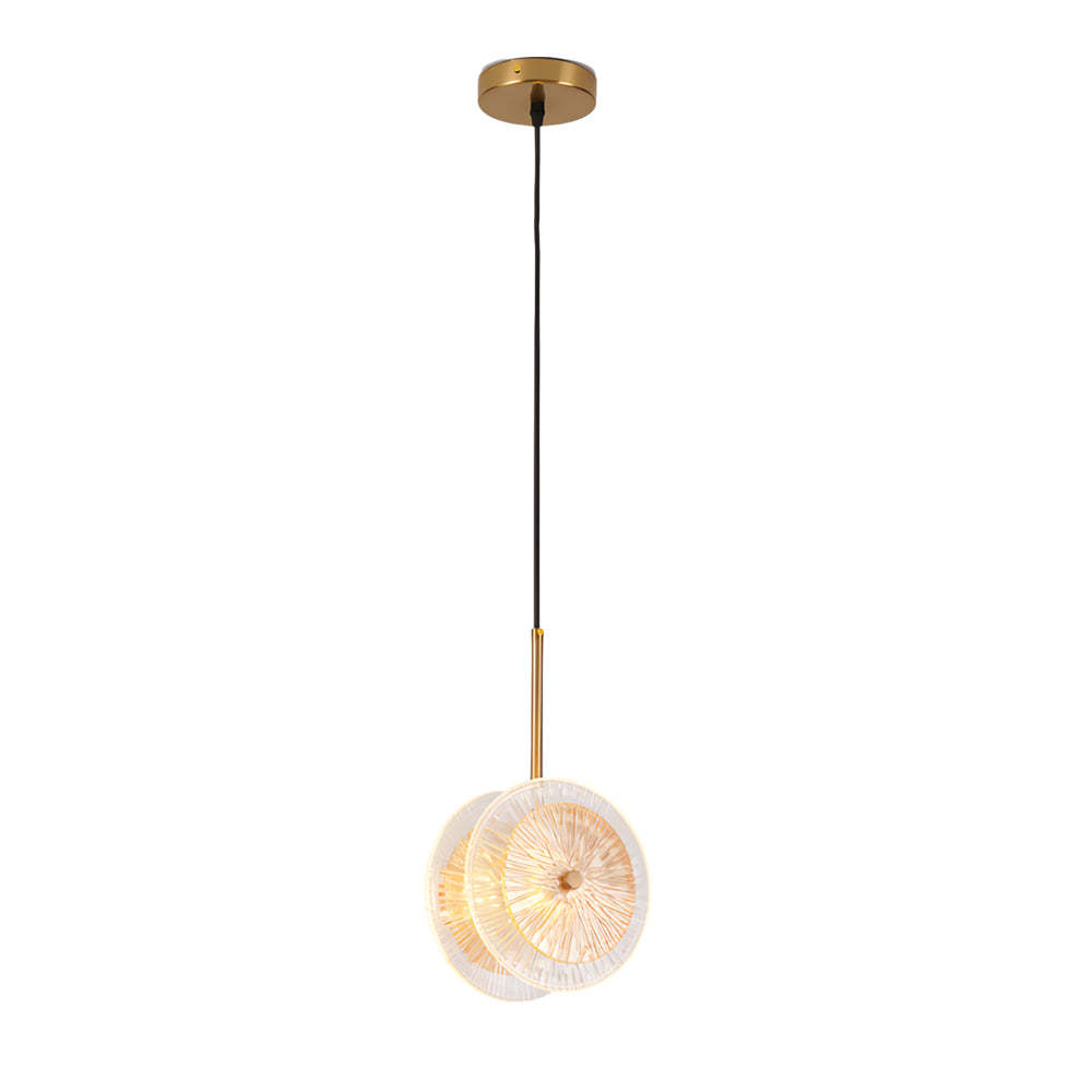 Modern Crystal Glass Disc 1-Light Round LED Pendant Light