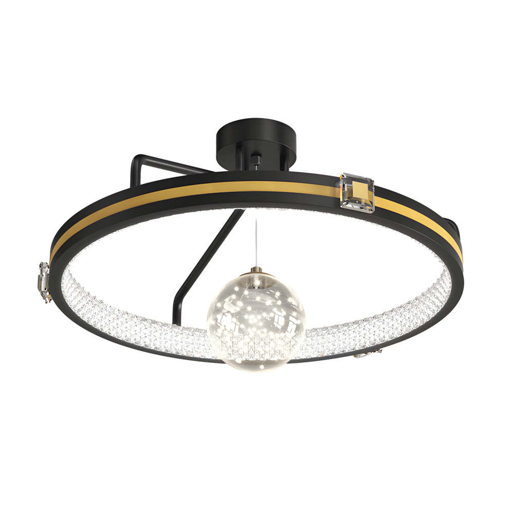 Ring Crystal Glass Ball Modern Ceiling Light