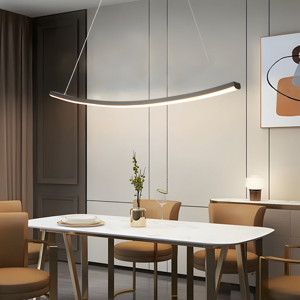 Modern Arcing Linear Pendant - Matte Black