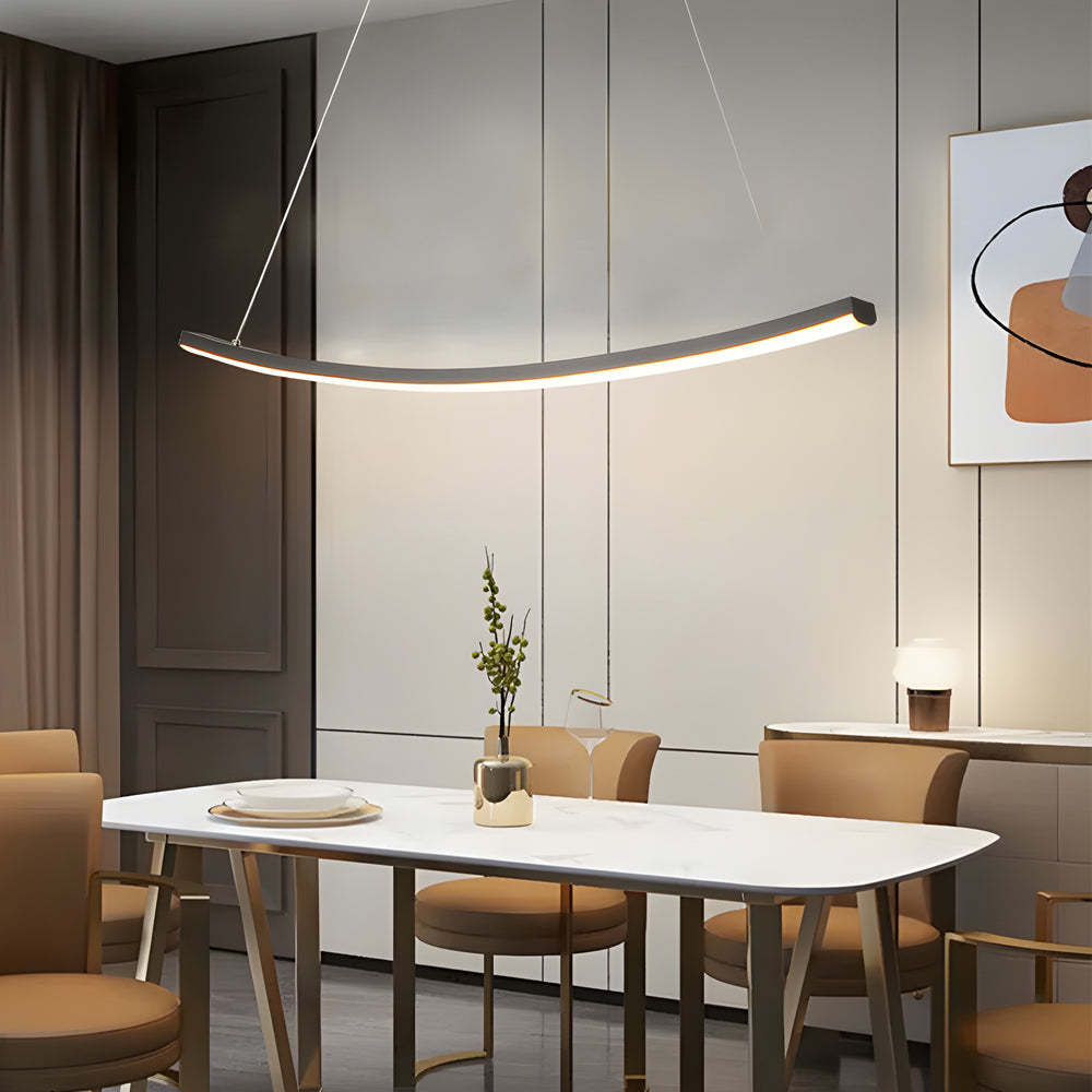 Modern Arcing Linear Pendant - Matte Black