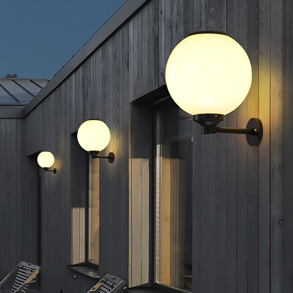 Round 3-Step Dimming LED Modern Solar Outdoor Wall Lamp — Set of 6