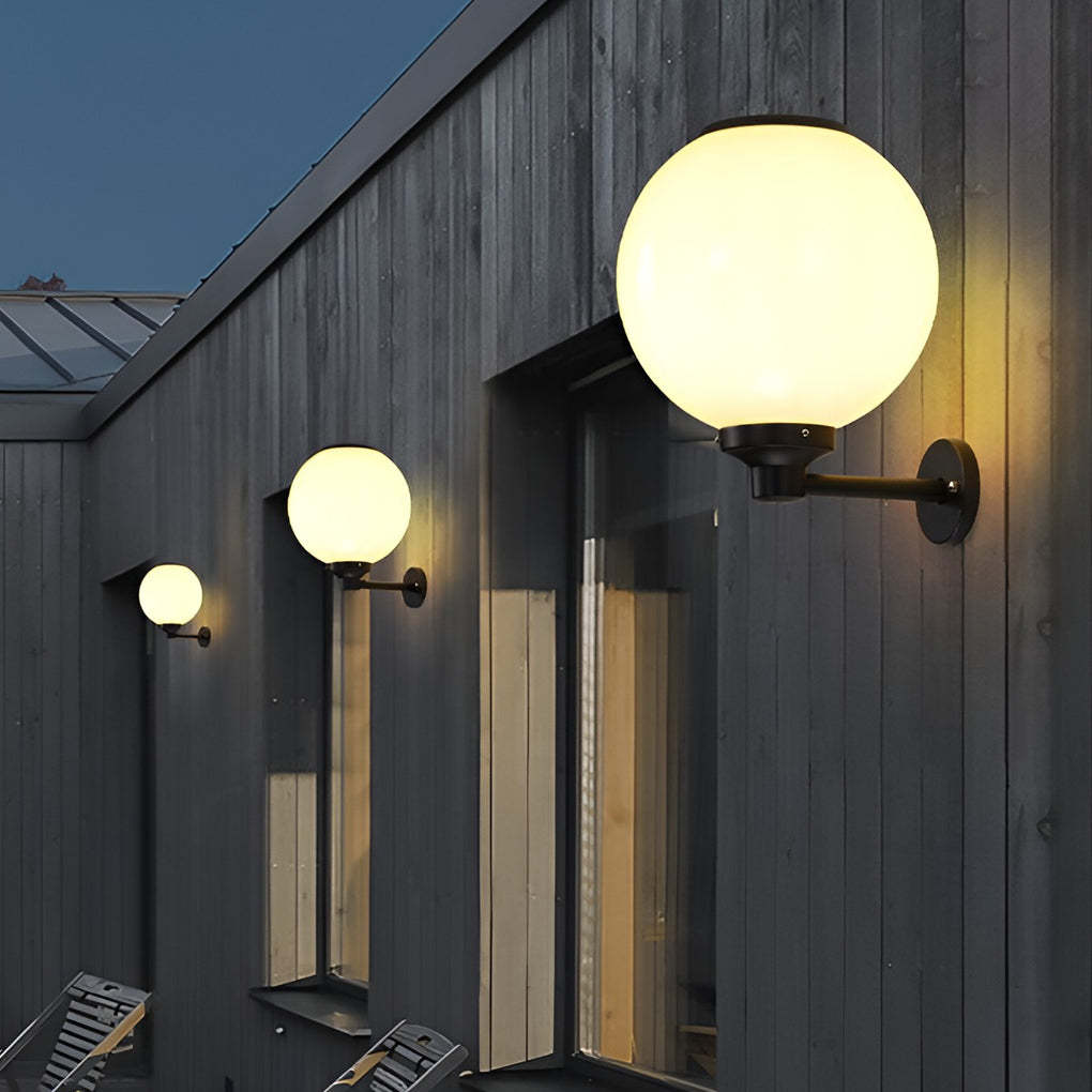 Round 3-Step Dimming LED Modern Solar Outdoor Wall Lamp — Set of 6