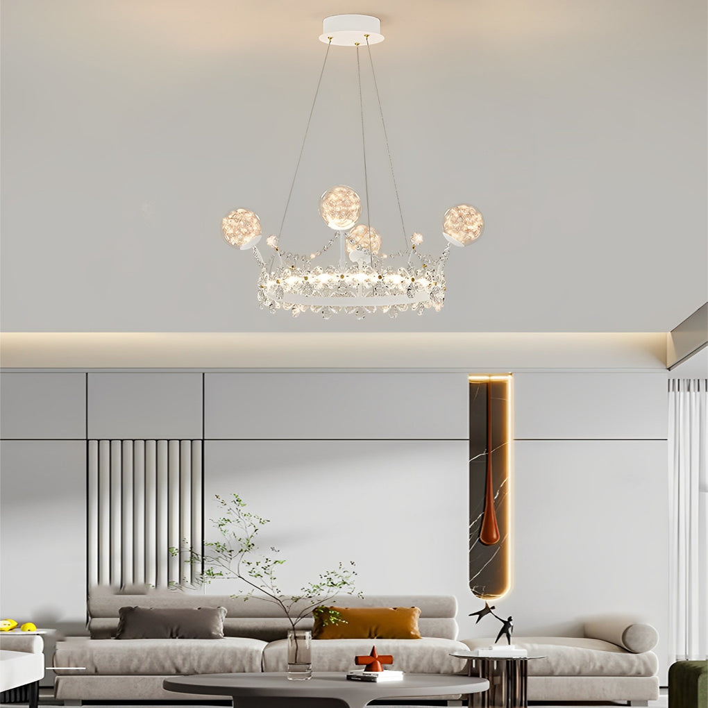 Crystal Glass Flower Crown Dimmable Nordic Chandelier