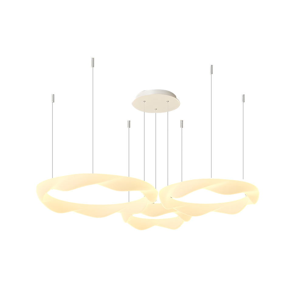 Wavy Circle Ring Dimmable White Cream Modern Chandelier