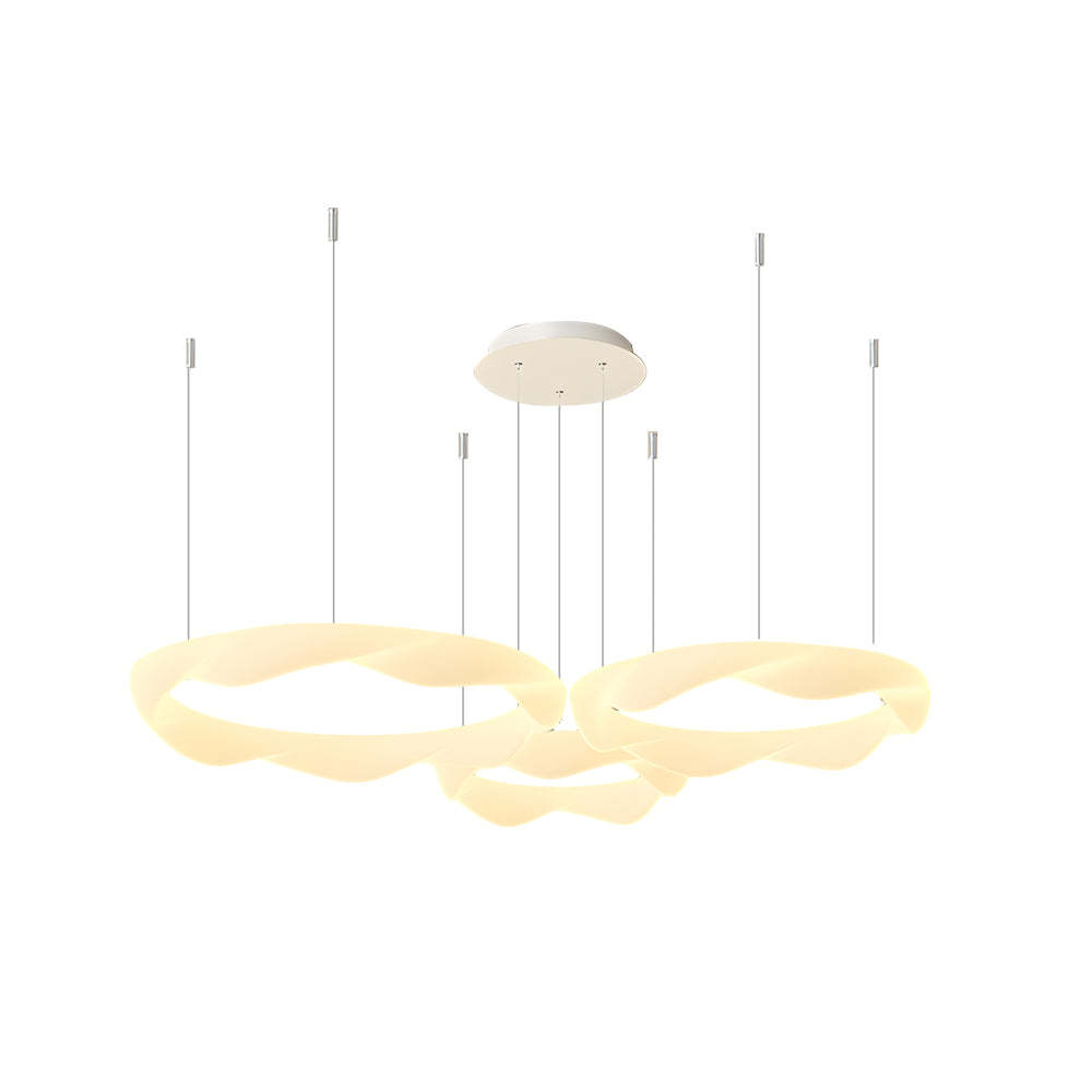 Wavy Circle Ring Dimmable White Cream Modern Chandelier