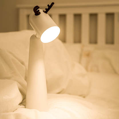 Antlers USB Rechargeable White Desk Lamp with Night Light Feature-Lighom