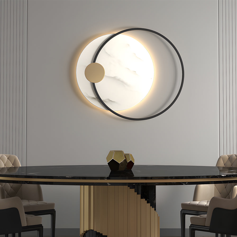 Lighom modern round decorative natural wall sconces — 4.7" H x 26.8" Dia