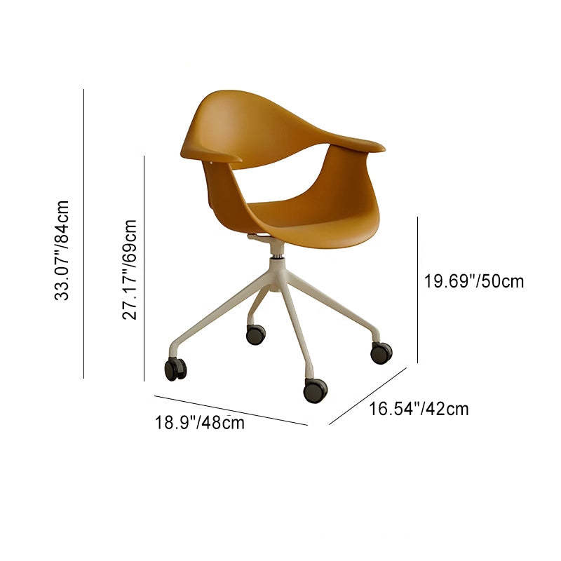 Nordic Geometric Aluminum Desk Chair — With Roller / Beige