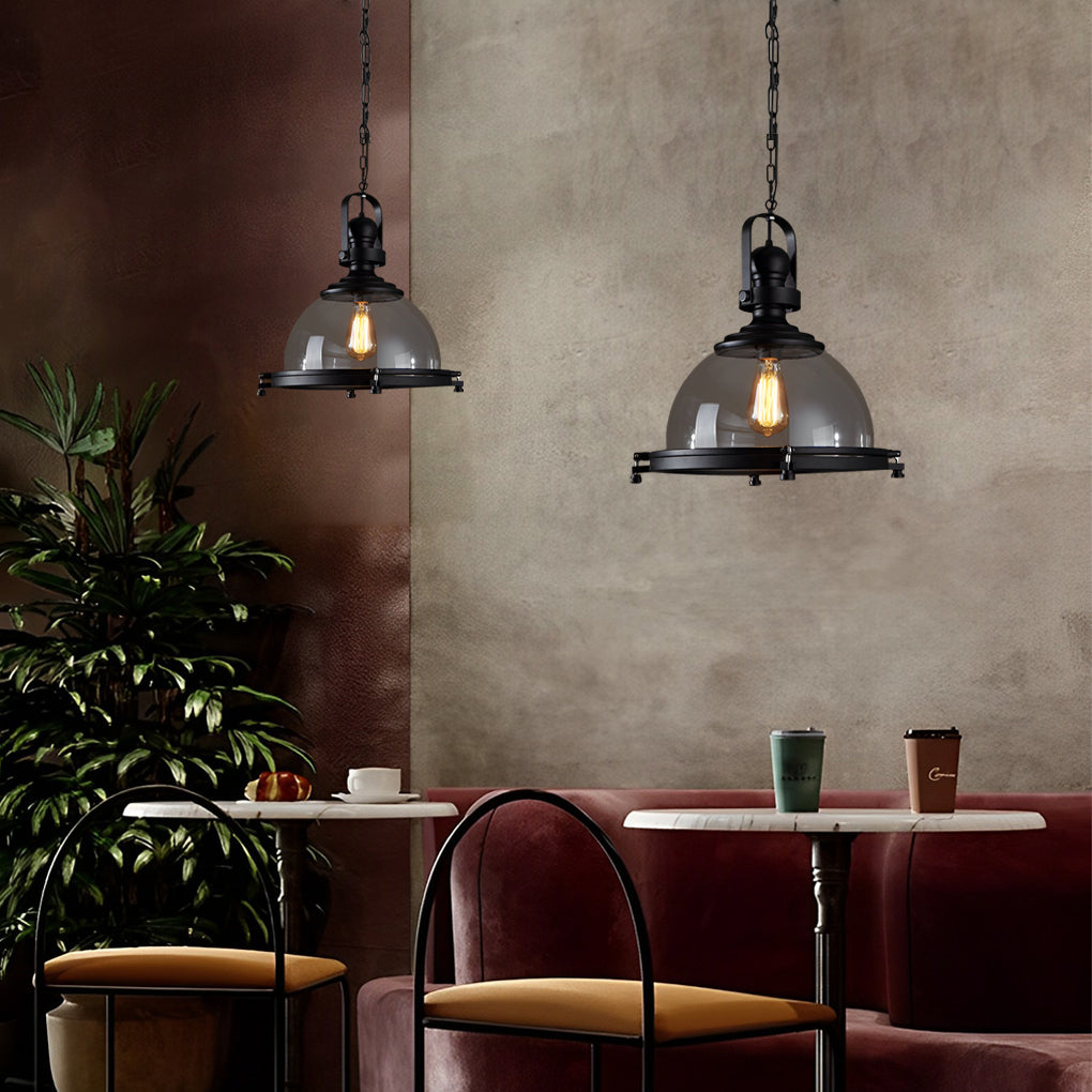 Lighom modern semicircular retro metal glass iron pendant lighting