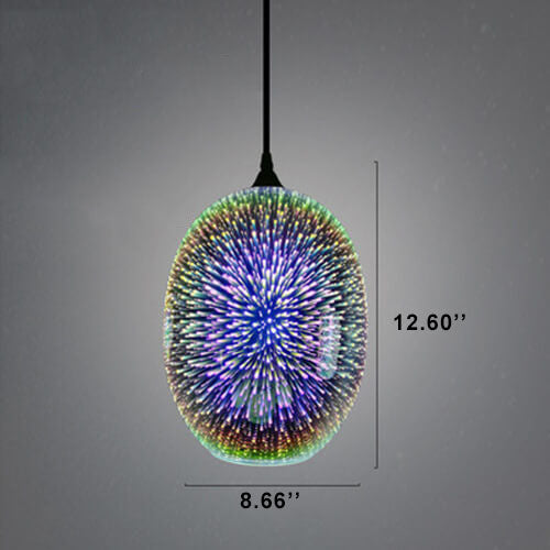 Modern 3D Stained Fireworks Glass Jar Pendant