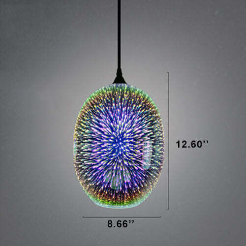 Modern 3D Stained Fireworks Glass Jar Pendant