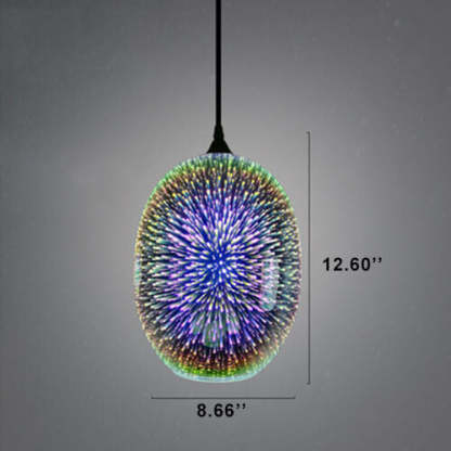Modern 3D Stained Fireworks Glass Jar Pendant