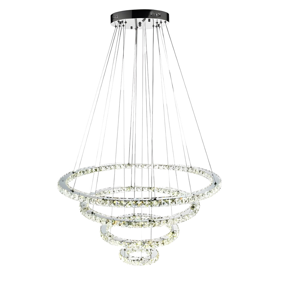 4-Ring Crystal LED Modern Pendant Chandelier