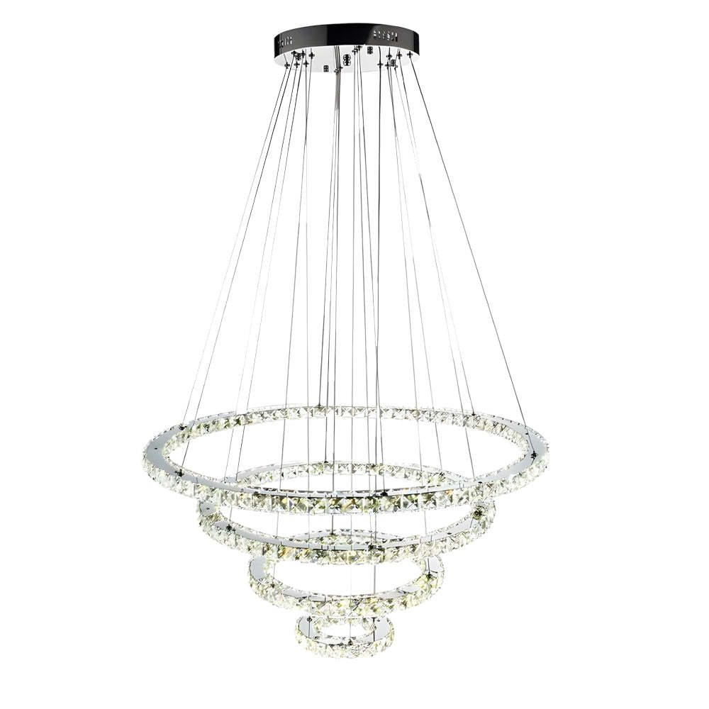 4-Ring Crystal LED Modern Pendant Chandelier
