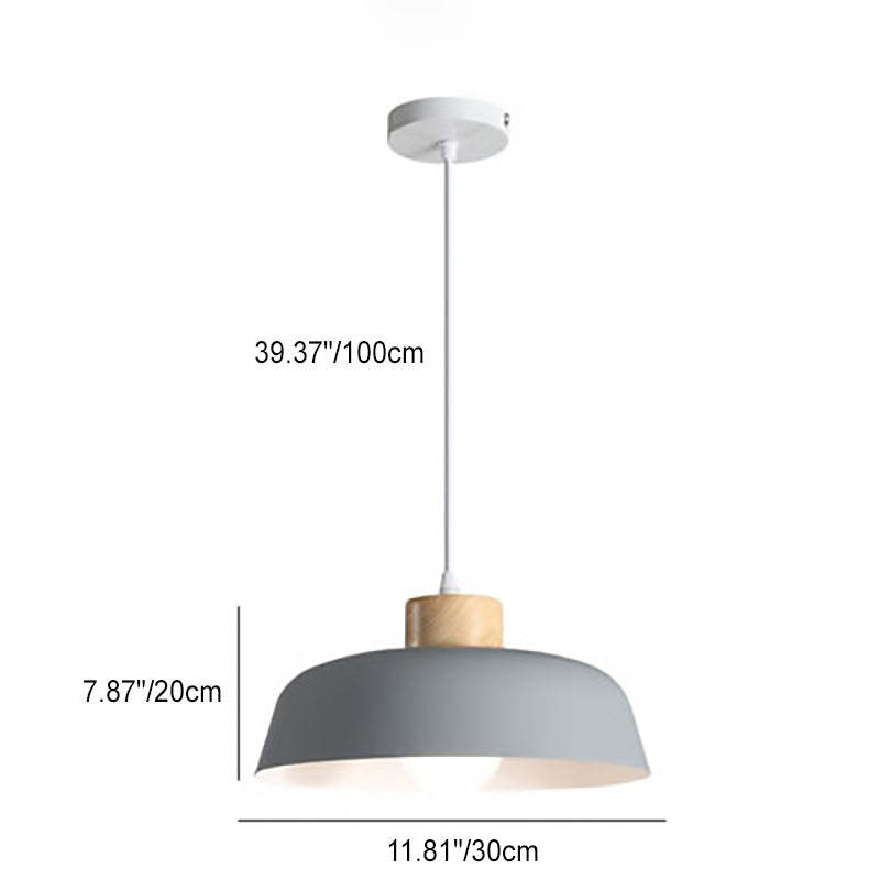 Minimalist Round Aluminum Wood Pendant Light