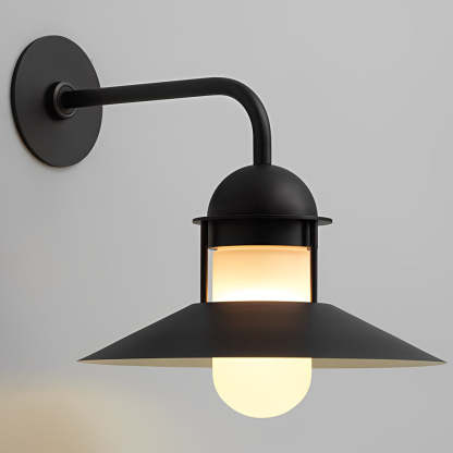 Antique Round Iron Glass Waterproof Black Retro Outdoor Wall Lights-Lighom