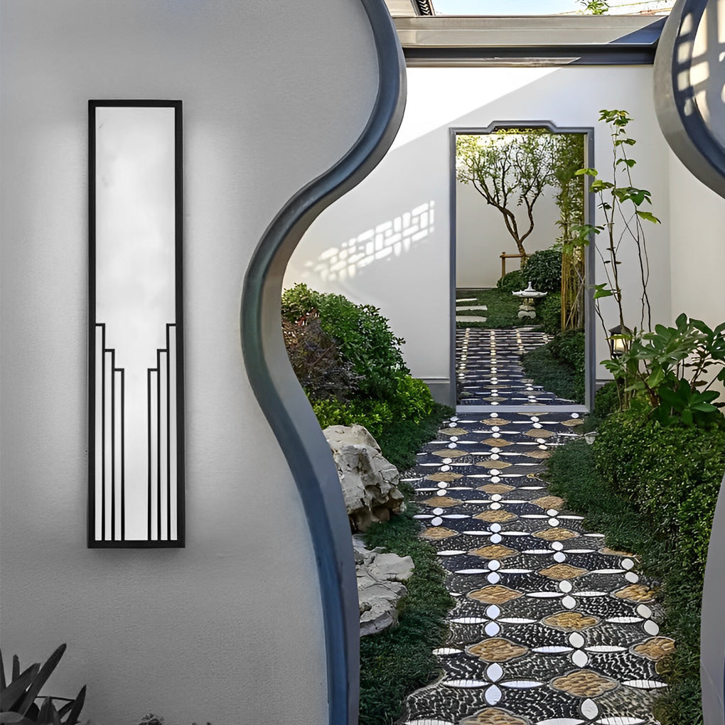 Rectangular Resin Strip Black Modern Outdoor Wall Light