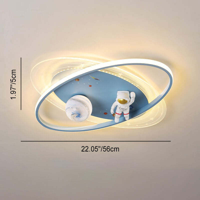 Cartoon Resin Astronaut Acrylic LED Flush Ceiling Light