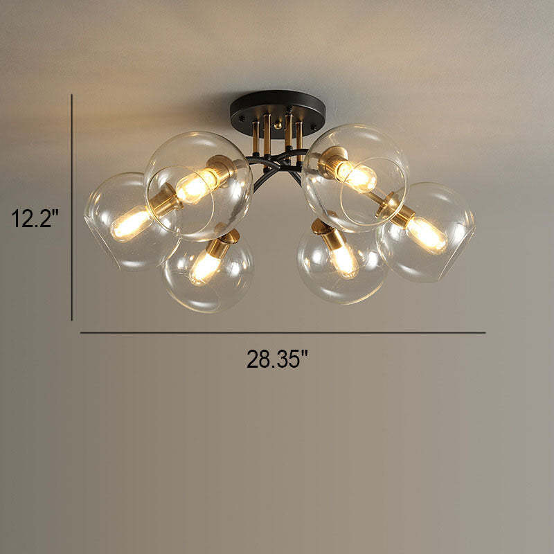 Modern Glass Magic Bean Round Semi-Flush Ceiling Light