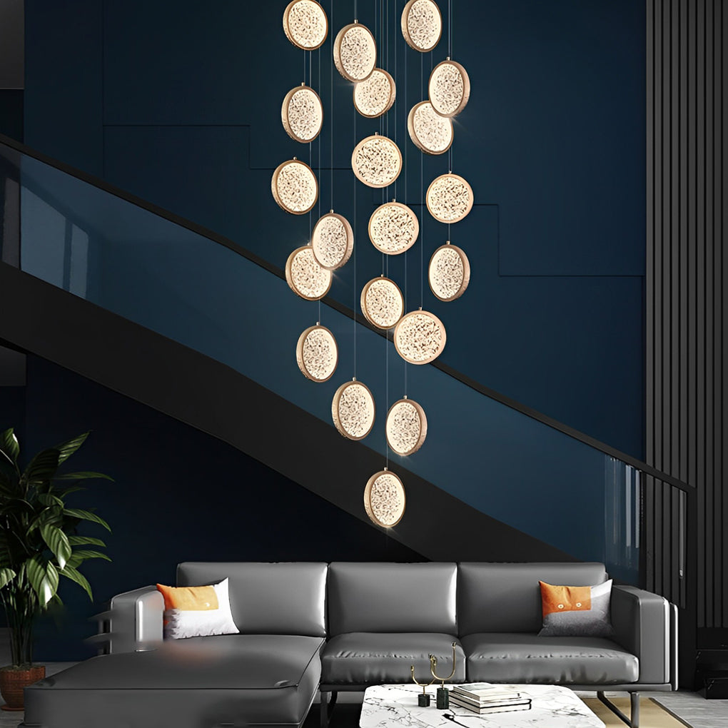 Modern round pendant lighting in acrylic — 8" Diameter