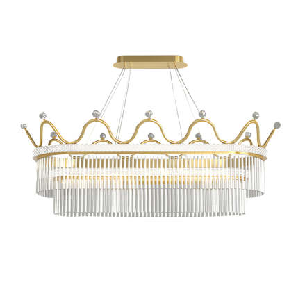1/2-Layer Long Oval Crystal Crown Modern Chandelier