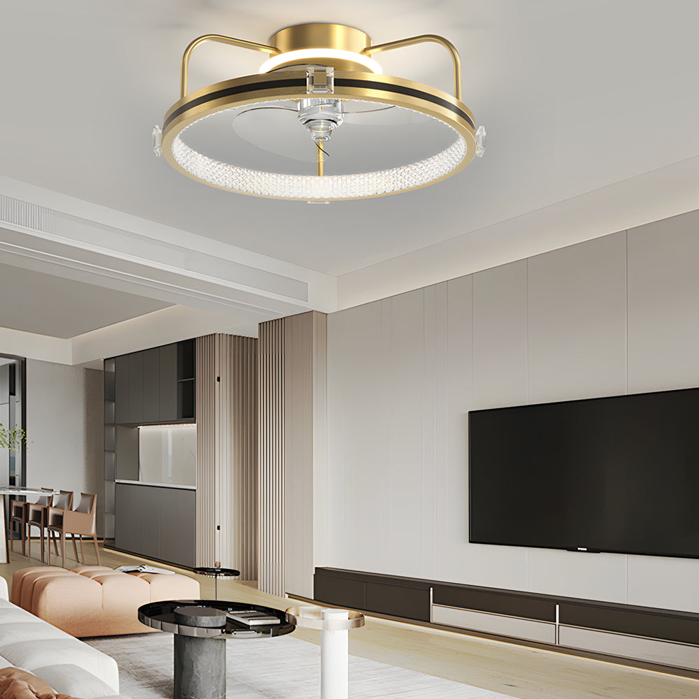 Round Mute 3-Step LED Silent Flush Mount Ceiling Fan