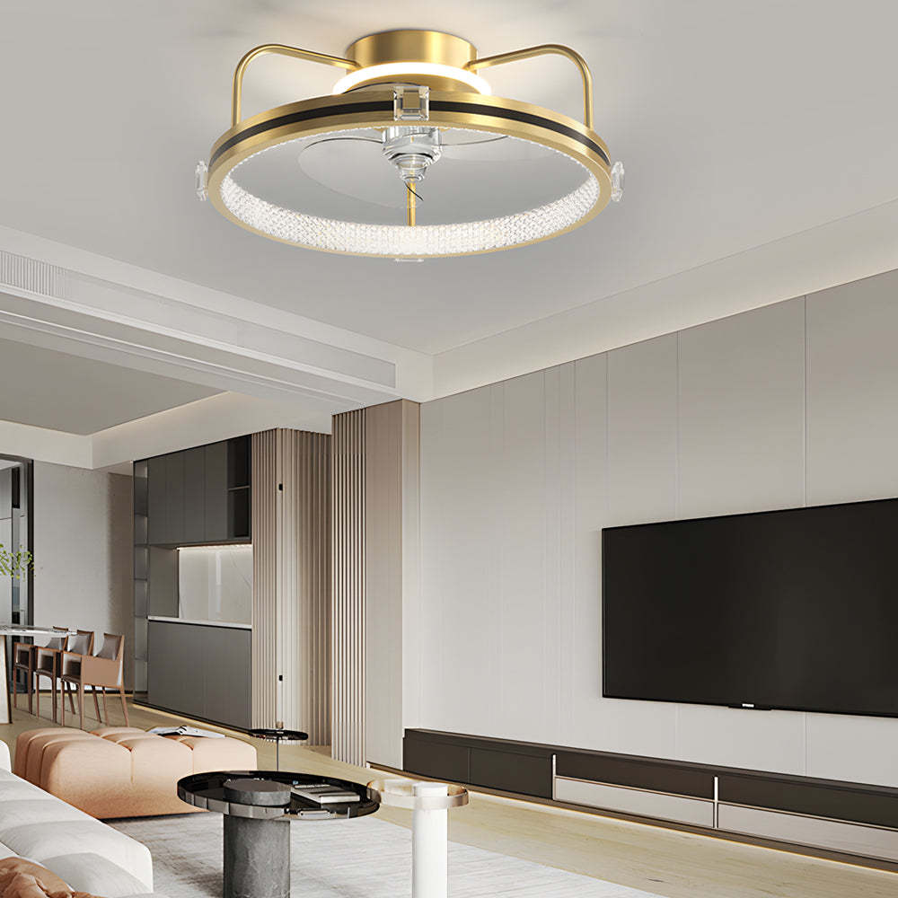 Round Mute 3-Step LED Silent Flush Mount Ceiling Fan