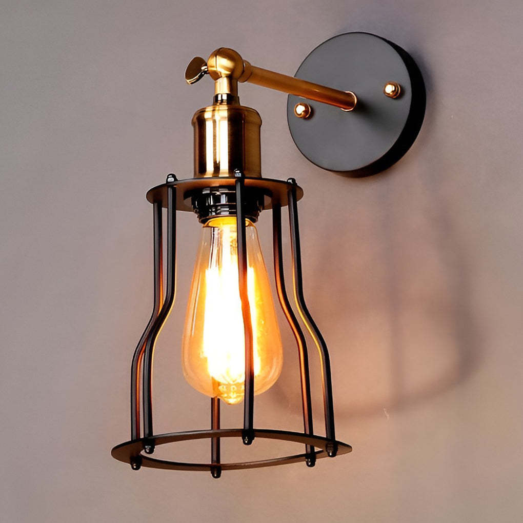 Adjustable Retro Iron E27 Waterproof Plug-In Wall Sconce