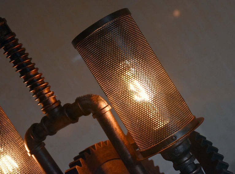 Vintage Industrial Iron Gear Chandelier