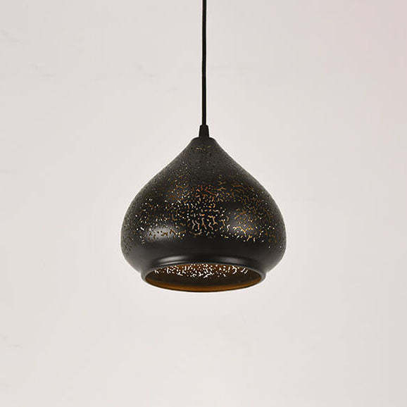 Vintage Etched Metal Dome Pendant Light