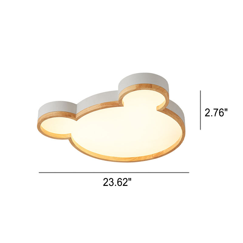 Nordic Wood Bear LED Kids Flush Mount Light