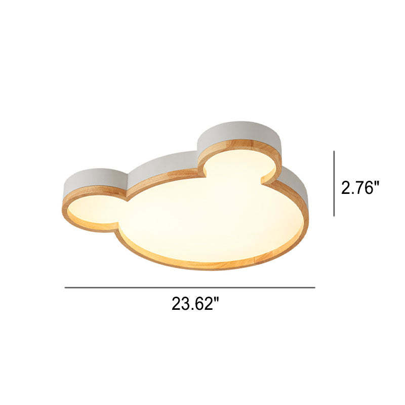 Nordic Wood Bear LED Kids Flush Mount Light
