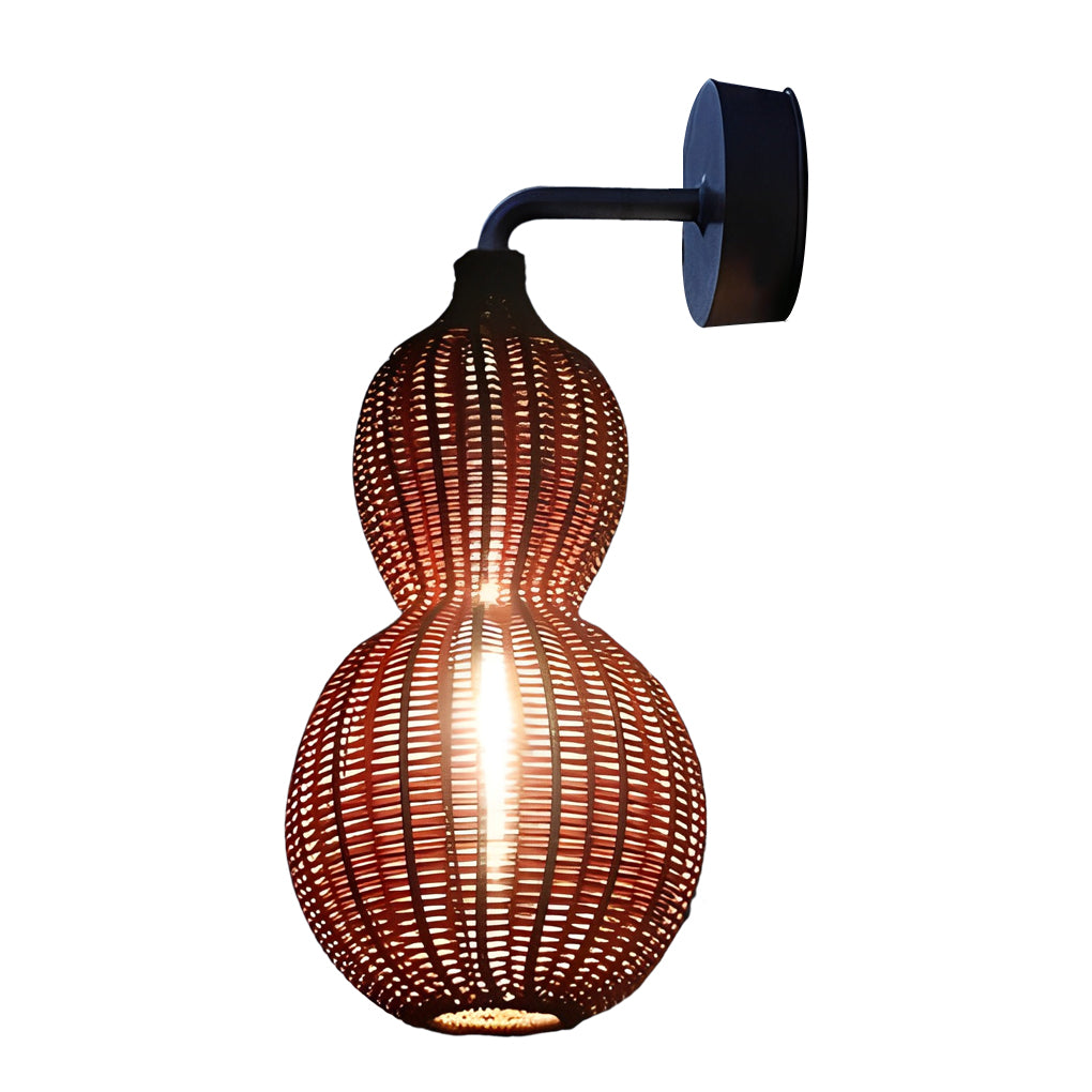 Woven Rattan Gourd Hanging Lamp Outdoor Pendant Light for Patio-Lighom