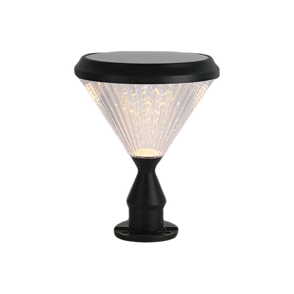 Round Waterproof Light Control LED Black Modern Solar Outdoor Lights-Lighom
