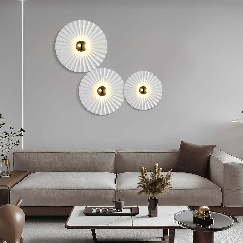 Lotus Leaf Round Pleated LED Creative White Modern Wall Lights Fixture-Lighom