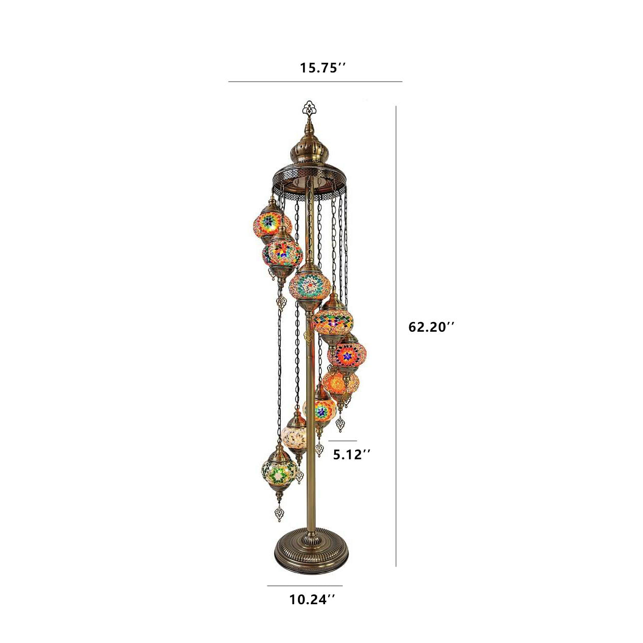 Retro Turkish Moroccan Globe 9-Light Floor Lamp — 220V-240V For UK/AU / Rose