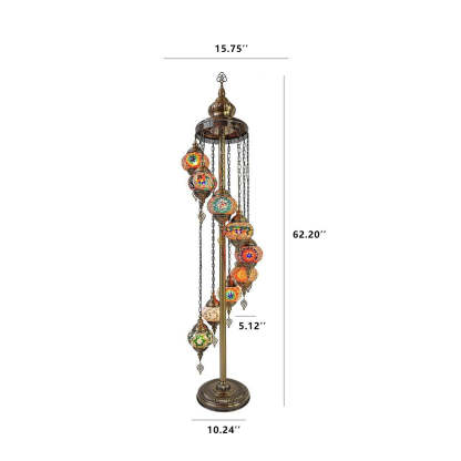 Retro Turkish Moroccan Globe 9-Light Floor Lamp — 220V-240V For UK/AU / Rose