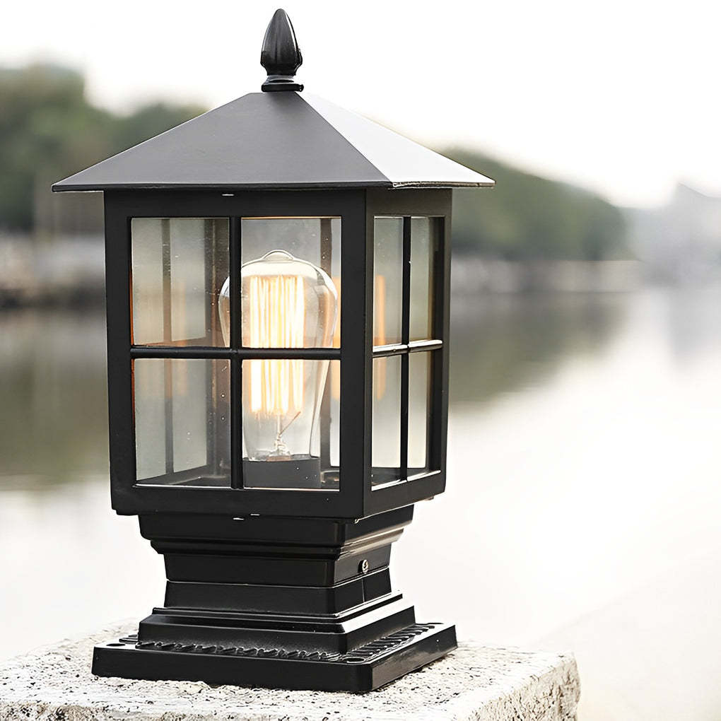 Traditional Square Waterproof LED Black Classic Solar Post Caps Lights-Lighom