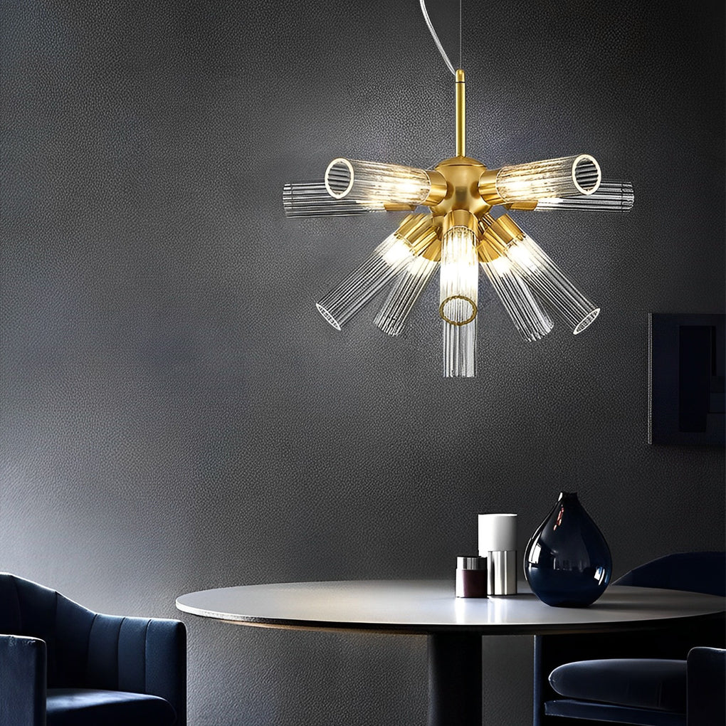 Modern sputnik tube chandeliers in acrylic synthetic metal