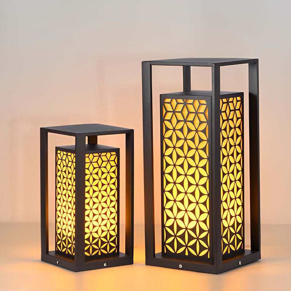 Flower Pattern Black Modern LED Lawn Path Light
